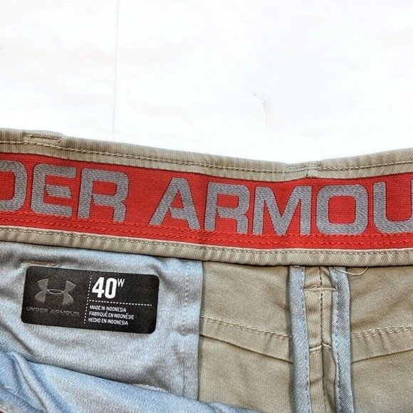 Under Armour Performance Golf Chino Shorts Mens 40 Loose‎ Stretch Waist Khaki - Picture 5 of 12